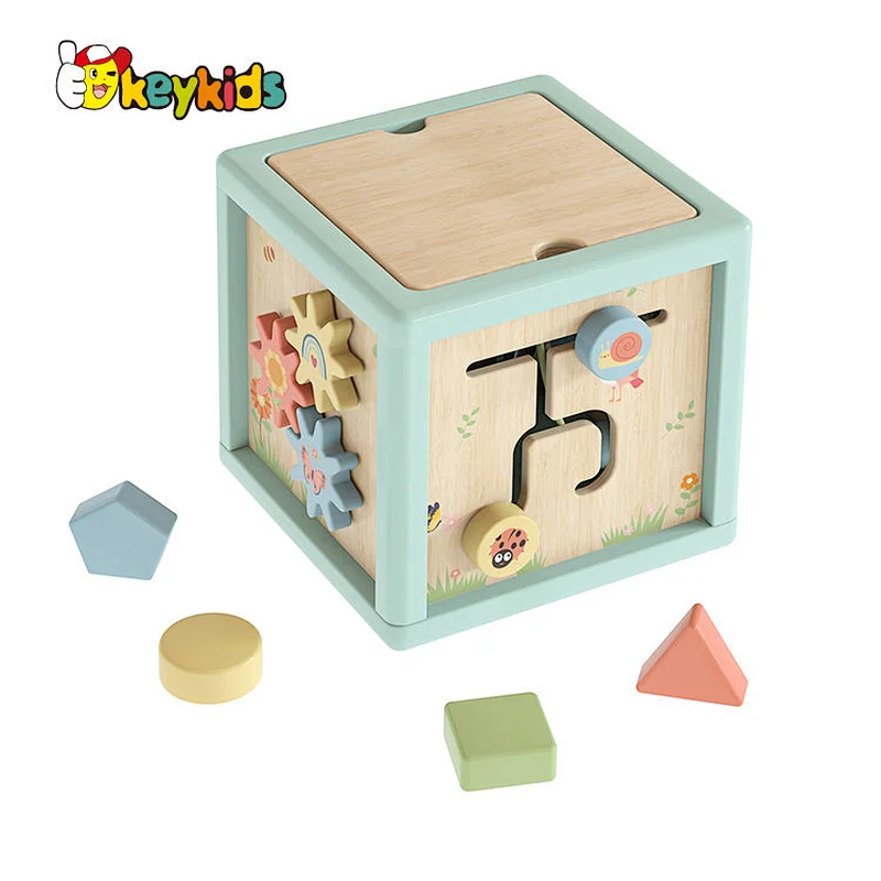 5 in 1 Shape Sorter Bead Maze Montessori Toys Wooden Activity Cube for Toddlers W11B313